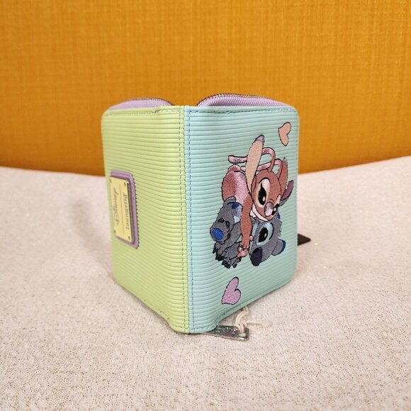 Loungefly Disney Lilo and Stitch Angel Corduroy Pastel Color Block Zip Wallet - Picture 13 of 13